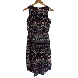 Pink Rose Black Multicolored Dress with High Low Tulip Hem Size M